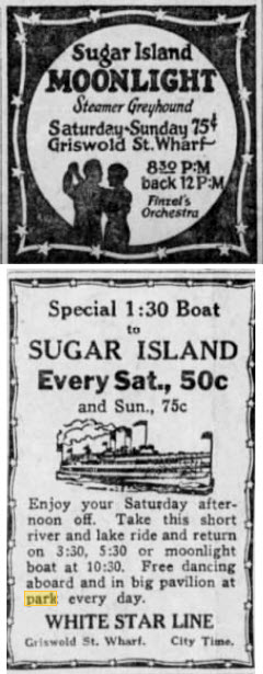 Sugar Island Park - Couple Of Ads From July 14 1923 (newer photo)